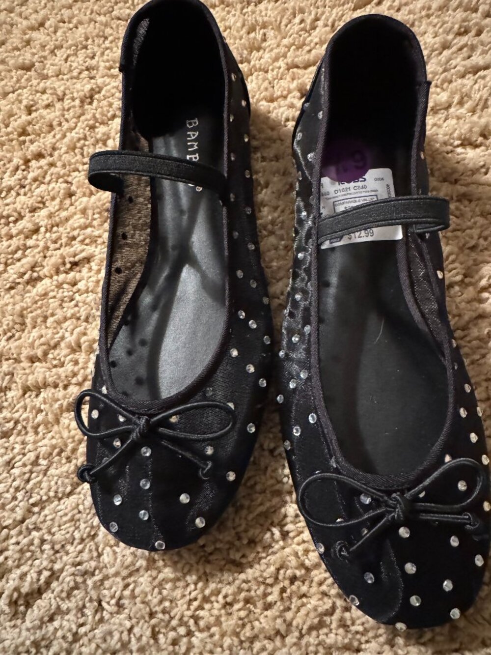 Black Embellished ballet slipper - NEW